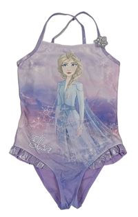 Fialovo-lila jednodielne plavky s Elsou a volánikmi Disney