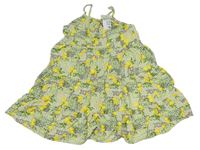 Hořčicovo-biele vzorované letné šaty s citrony zn. PRIMARK