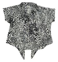 Černo-bílá vzorovaná crop halenka RIVER ISLAND
