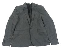 Tmavosivé melírované ľanové slávnostné sako H&M