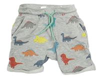 Šedé melírované teplákové kraťasy s dinosaury H&M