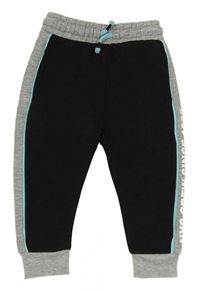 Čierno-sivé tech fleece tepláky s nápisom a pruhmi F&F