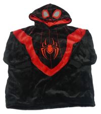 Černo-červená plyšová dlouhá oversize mikina s pavoukem a kapucí - Spider-man PRIMARK