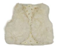 Smetanové kožešinové podšité bolérko s mašlou H&M