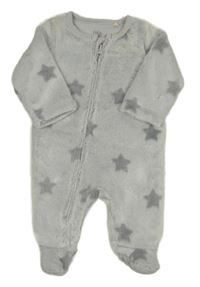 Svetlošedá -biela plyšová kombinéza s hviezdičkami F&F
