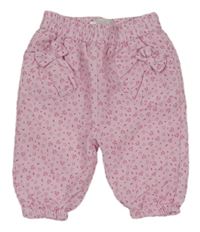 Svetloružové cuff šušťákové podšité nohavice s lístečky a mašličkami Ergee