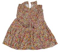 Bílo-barevné kytičkované šaty s límečkem F&F