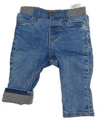 Modré teplákové podšité rifle s úpletovým pasom zn. H&M