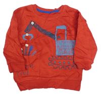 Červená mikina s buldozerem a vreckom George