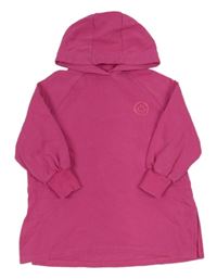 Růžová dlouhá mikina se smajlíkem a kapucí Next