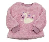 Ružová huňatá mikina s labuťou alive