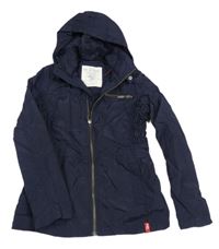 Tmavomodrá šusťáková jarní parka s odepínací kapucí ESPRIT