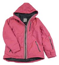 Tmavoružová melírovaná šušťáková zimná bunda s kapucňou YIGGA