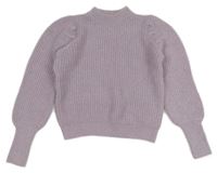 Svetlofialový rebrovaný svetrový oversize rolák so trblietkami St. Bernard