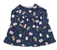 Tmavomodré melírované vánoční šaty s obrázky F&F