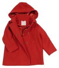 Červený flaušový podšitý kabát s kapucňou Next