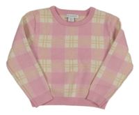 Ružovo-smetanovo-svetlohnedý kockovaný sveter PRIMARK