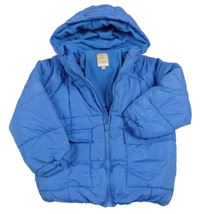 Modrá prošívaná šusťáková zimní bunda s kapucí MANOR