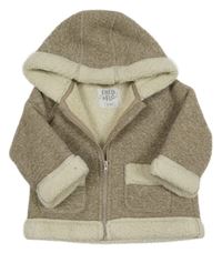 Kávová melírovaná flaušová zateplená bunda s kapucí F&F