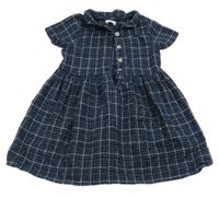 Tmavomodro-bílé kostkované šaty s límečkem Next