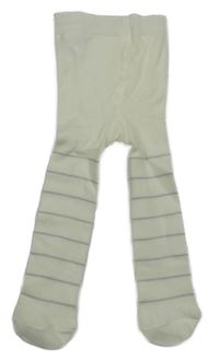 Bielo-šedo/stříbrné pruhované pančuchy John Lewis