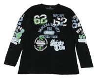 Čierne tričko s nápismi a číslami bpc