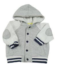 Sivo-biela prepínaci mikina s pruhmi a kapucňou Topomini