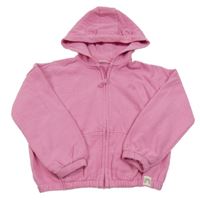 Ružová prepínaci oversize crop mikina s dúhou a kapucňou s uškami Next