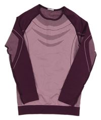 Starorůžovo-mahagónovoé thermo tričko s pruhmi a vzorom crivit