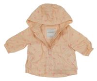 Marhuľová šušťáková jarná bunda s kvetmi a kapucňou PRIMARK