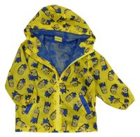 Tmavožlutá šusťáková jarní bunda s Mimoni a kapucí 