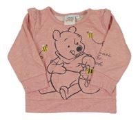 Ružová melírovaná mikina s Pú a volánikmi Disney