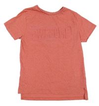 Červené melírované tričko s 3D nápisom PRIMARK