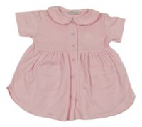 Svetloružové rebrované prepínaci šaty s králikom a golierikom Billie Ray