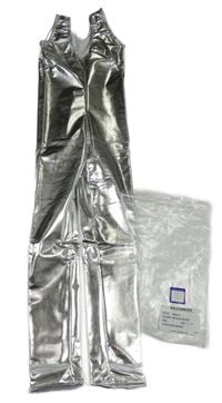 Nové - strieborný latexový nohavicový taneční overal
