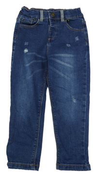 Modré skinny teplákové rifle s vyšúchaním PRIMARK