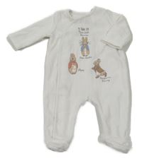 Bílý žebrovaný fleeový overal s králíčky - Peter Rabbit morrisons