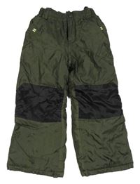Khaki-černé šusťákové zimní oteplovačky 