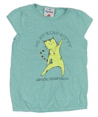 Modré tričko s mačičkou s nápismi Topolino