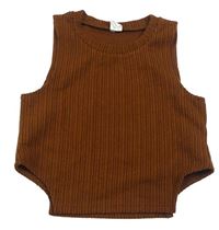 Hnědý žebrovaný crop top Shein