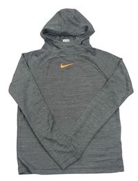 Tmavosivá melírovaná športová funkčná mikina s logom a kapucňou Nike