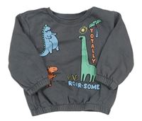 Tmavosivá mikina s dinosaurami Primark