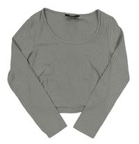 Sivé rebrované crop tričko New Look