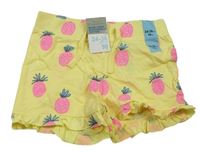 Žluté bavlněné kraťasy s jahodami Primark