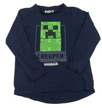 Tmavomodré triko s creeperem - Minecraft Cool Club