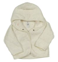 Smotanová chlpatá prepínaci mikina so srdiečkami a kapucňou zn. C&A