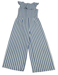 Modro-bílý pruhovaný culottes overal s volánem C&A