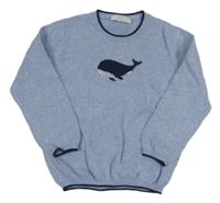 Svetlomodrý melírovaný sveter s velrybou The Little White Company