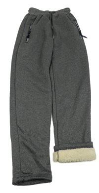 Tmavošedé melírované zateplené tepláky