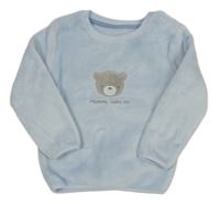 Svetlomodrá chlpatá mikina s medvěďom Nutmeg